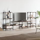 vidaXL Tv-meubel 206,5x28,5x95 cm bewerkt hout bruin eikenkleurig