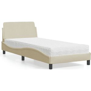 vidaXL Bed met matras stof crèmekleurig 90x190 cm