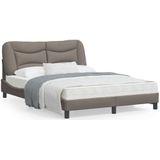 vidaXL Bedframe met LED-verlichting stof taupe 140x190 cm