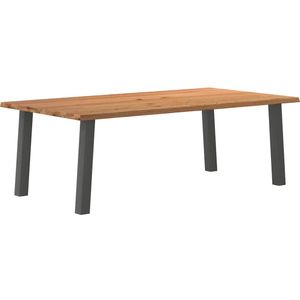 vidaXL Eettafel rechthoekig 220x120x74 cm massief eikenhout lichtbruin