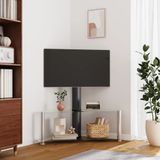 vidaXL Tv-standaard hoek 2-laags voor 32-70 inch zwart en zilverkleur