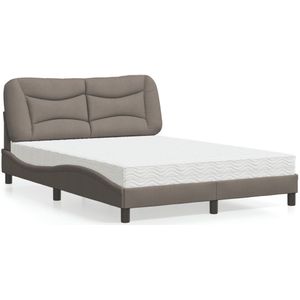 vidaXL Bed met matras stof taupe 140x190 cm