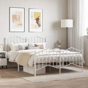 vidaXL Bedframe met hoofd- en voeteneinde metaal wit 150x200 cm