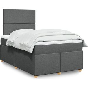 vidaXL Boxspring met matras stof donkergrijs 120x190 cm