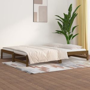 VidaXL Uitschuifbare Slaapbank Grenenhout Honingbruin 2x(90x200) cm