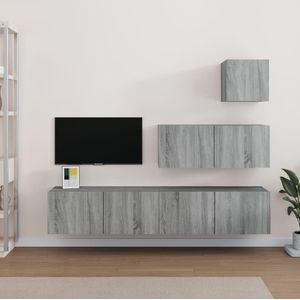 VidaXL 4-delige TV-meubelset Bewerkt Hout Grijs Sonoma Eiken