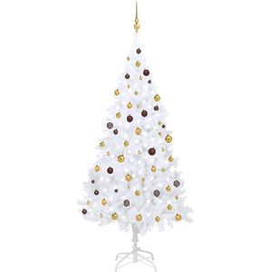 vidaXL Kunstkerstboom met verlichting en kerstballen 240 cm wit