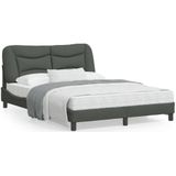 vidaXL Bedframe met hoofdbord stof donkergrijs 140x190 cm