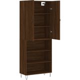 vidaXL Hoge kast 69,5x34x180 cm bewerkt hout bruin eikenkleur