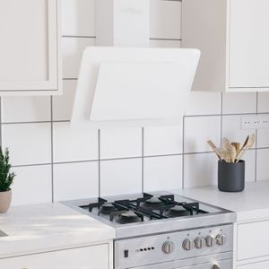 vidaXL Wandafzuigkap 60 cm roestvrij staal en gehard glas wit