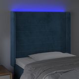 vidaXL Hoofdbord LED 93x16x118/128 cm fluweel donkerblauw