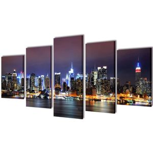 Canvas muurdruk set Kleurrijke New York skyline 200 x 100 cm