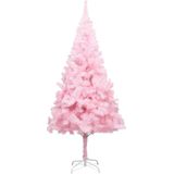 vidaXL Kunstkerstboom met verlichting en kerstballen 240 cm PVC roze