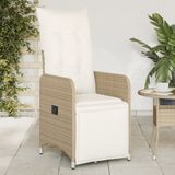 vidaXL - Tuinstoelen - 2 - st - verstelbaar - met - kussens - poly - rattan - beige