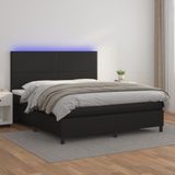 vidaXL Boxspring met matras en LED kunstleer zwart 160x200 cm