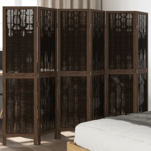 vidaXL Kamerscherm met 6 panelen massief paulowniahout donkerbruin
