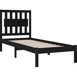 VidaXL Bedframe Massief Grenenhout Zwart 75x190 cm - 2FT6 Small Single