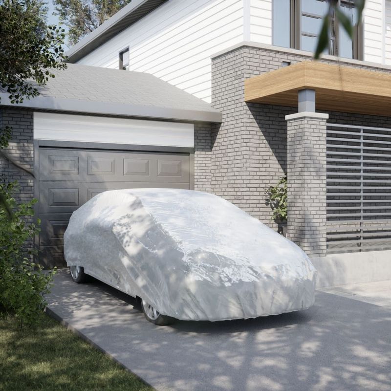 vidaXL Autohoes voor sedan met gespriemen L volledig zilverkleurig