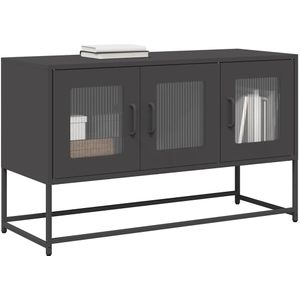 vidaXL - Tv-meubel,5x39x60,5 - cm - koudgewalst - staal - zwart