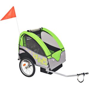 vidaXL Fietstrailer 30 kg grijs en groen