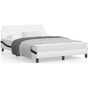 vidaXL Bedframe met hoofdbord kunstleer zwart en wit 120x200 cm