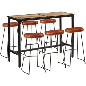 vidaXL - 7-delige - Barset - massief - ruw - mangohout - en - metaal