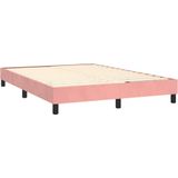 vidaXL Boxspring met matras fluweel roze 140x200 cm