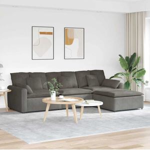 vidaXL Modulaire bank met voetenbank en kussens lichtgrijs