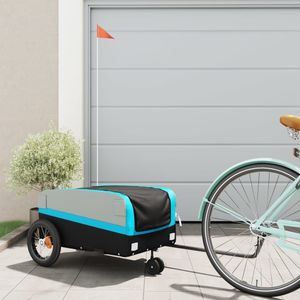 vidaXL Fietstrailer 30 kg ijzer zwart en blauw