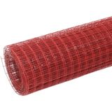 vidaXL Kippengaas 25x0,5 m staal met PVC coating rood