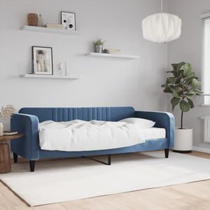 vidaXL Slaapbank met matras 90x200 cm fluweel blauw