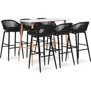 vidaXL 7-delige Barset wit en zwart