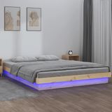 vidaXL Bedframe LED massief hout 120x190 cm 4FT Small Double
