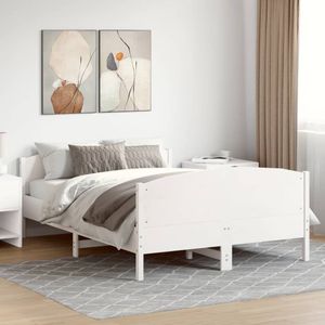 vidaXL Bedframe zonder matras massief grenenhout wit 160x200 cm