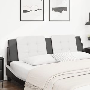 vidaXL Hoofdbordkussen 180 cm kunstleer wit en zwart