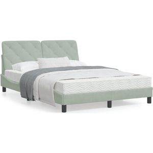 vidaXL Bed met matras fluweel lichtgrijs 140x200 cm