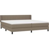 vidaXL Boxspring met matras stof taupe 200x200 cm