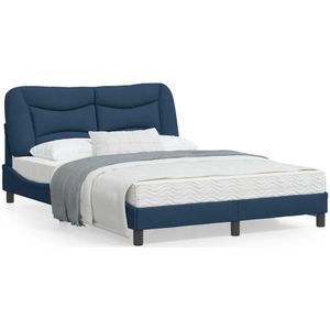 vidaXL Bedframe met hoofdbord stof blauw 120x200 cm