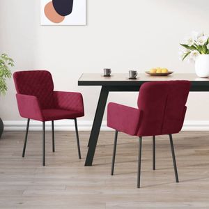 vidaXL Eetkamerstoelen 2 st fluweel wijnrood