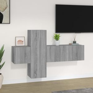 VidaXL 3-delige TV-meubelset Bewerkt Hout Grijs Sonoma Eiken