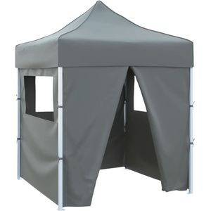 VidaXL Inklapbare Partytent 2x2m Staal Antraciet + 4 Zijwanden