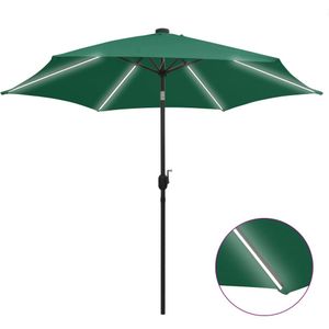 vidaXL Parasol met LED-verlichting en aluminium paal 300 cm groen