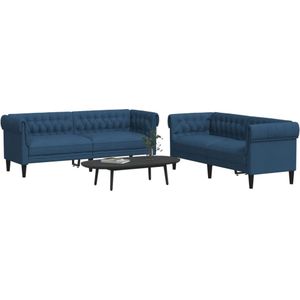 vidaXL 2-delige Loungeset stof blauw