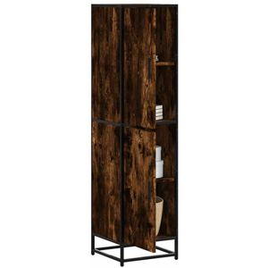 vidaXL Hoge kast 35,5x35x139 cm bewerkt hout en metaal gerookt eiken