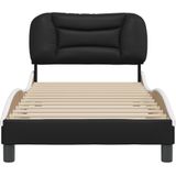 vidaXL Bedframe met hoofdbord kunstleer zwart en wit 80x200 cm