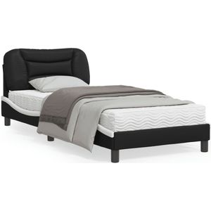 vidaXL Bedframe met hoofdbord kunstleer zwart en wit 80x200 cm