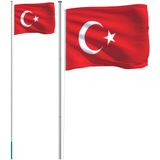 vidaXL Vlag met vlaggenmast Turkije 6,23 m aluminium
