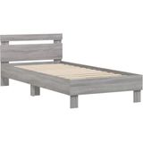 vidaXL Bedframe met hoofdbord en LED grijs sonoma eikenkleur 75x190 cm