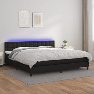 vidaXL Boxspring met matras en LED kunstleer zwart 200x200 cm