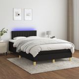 vidaXL Boxspring met matras en LED stof zwart 120x190 cm